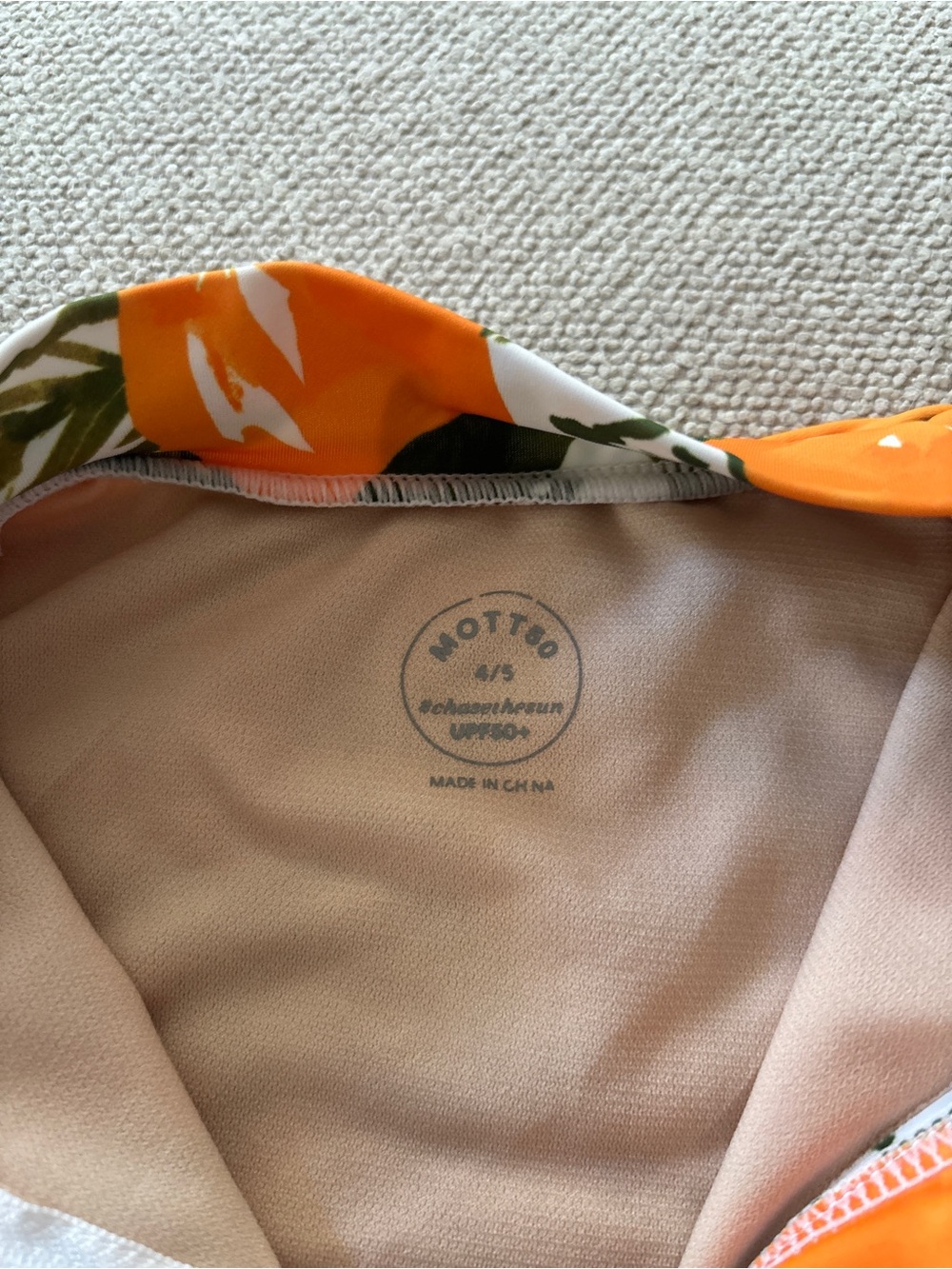 Mott50 Mini Mila Swim One Piece Rashguard L’Orangerie Orange Print 4/5 - Picture 3 of 4